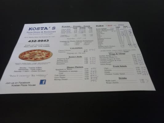 Kostas Pizza House menu 2