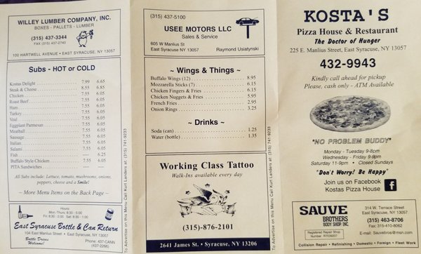 Kostas Pizza House menu 4